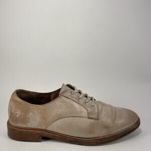 Frye Emery Oxfords Lace Up Womens Size 6 Antiqued White Leather Cream Tan